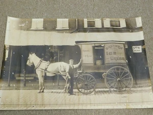 Antique Vintage LARGE Photo BREYERS ICE CREAM Horse Carriage Deliveryman 24x36" - Picture 1 of 12