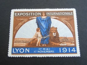Original Old Vintage 1914 - LYON International EXPOSITION Poster Stamp - France  - Picture 1 of 1