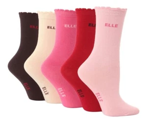 5 Paar Mädchen Elle rosa rot creme braun Mix Alltag Socken Alter 4-6 Schuhgröße 9-12 - Bild 1 von 1