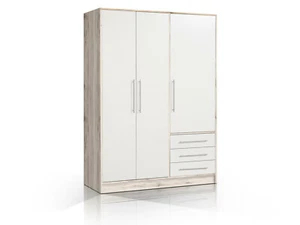 Drehtürenschrank Kleiderschrank Schrank 3-türig B144.5 JAMI Dekor Sandeiche Weiß - Bild 1 von 3