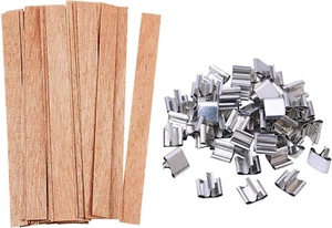 Wooden Candle Wicks Kit - 100 Pcs with Iron Stands for DIY Candle Making - Picture 1 of 11