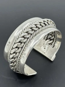 Antique Egyptian Heavy Braided Silver Bracelet 150g - Picture 1 of 9