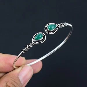 Grün Onyx Edelstein Ethnisch Handgemacht Verstellbar Armreif Schmuck Geschenk - Bild 1 von 4