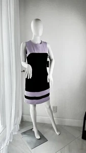 Tommy Hilfiger Damen A-Linien Kleid Schwarz/Lavendel Color-Blocked (2) Neu - Bild 1 von 11