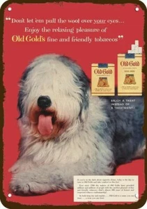 1954 OLD ENGLISH SHEEPDOG &OLD GOLD CIGS Vntg-Look DECORATIVE REPLICA METAL SIGN - Picture 1 of 1