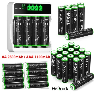 HiQuick 1.2V AA AAA Rechargeable Batteries 2800mAh / Ni-MH Battery Charger LOT - Image 1 of 4