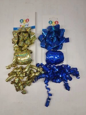 321 Party! Hologram Bow Set 2 Pack Of 3 Egg Ribbons - Image 1 of 2