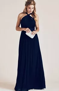 VESTIDO KIKO GRIS PÁJARO MALLA AZUL MARINO XL NUEVO NUEVO CON ETIQUETAS BODA DAMA DE HONOR - Imagen 1 de 4
