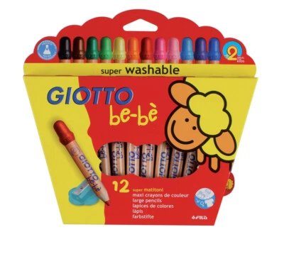LYRA GIOTTO be-bè 12 Jumbo Farbstifte + Spitzer 466500 Maxi Buntstifte bebe