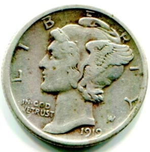 1919-D SILVER MERCURY DIME !! Scarce Date !! - Picture 1 of 2