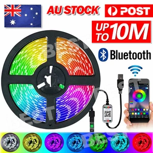 NEW LED Strip Lights RGB USB IP65 Waterproof 1M-10M 60-300 5050 LED Bluetooth 5V - Picture 1 of 21