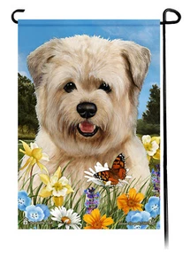 Summer Flowers Garden Flag - Wheaten Glen of Imaal Terrier - Picture 1 of 1