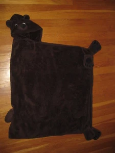 L L Bean fleece hooded brown BEAR BLANKET cozy kids baby robe coat vtg hoodie ll - Picture 1 of 3