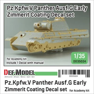 Juego de calcomanías de recubrimiento Panther Ausf.G Early Zimmerit para Aca, modelo DEF DD35024, 1:35 - Imagen 1 de 12