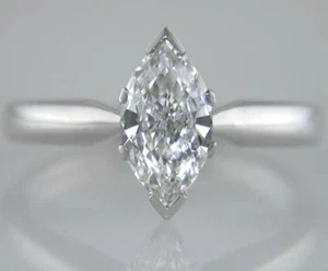 Diamant Solitär Ring 1,01ct Zertifiziert D VS1 Marquise Massiv Platin Verlobung - Bild 1 von 1