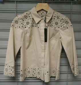 Neu Elie Tahari Velda SHIRT Island Sand Stretch Baumwolle Popeline Authentisch und Original - Bild 1 von 4