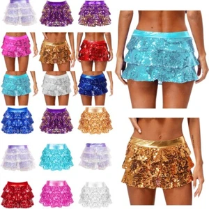 Women's Skirt Flowy Miniskirt Sparkly Skirts Metallic Skirted Sequins AU - Picture 1 of 73