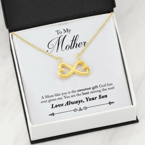 Son To Mom Mother's Day Sweetest Gift Message Box + Infinity 3 Necklace - Picture 1 of 10
