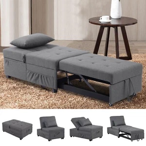 4-in-1 Futon Sofa Bed Convertible Loveseat Sleeper Couch Chairs for Living Room - Picture 1 of 10