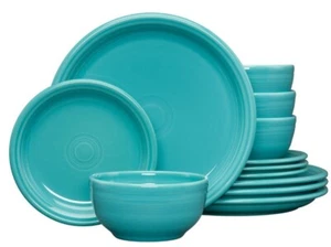 Fiesta TURQUOISE Bistro Coupe 12-Piece Dinnerware Set Vitrified China NEW IN BOX - Picture 1 of 4