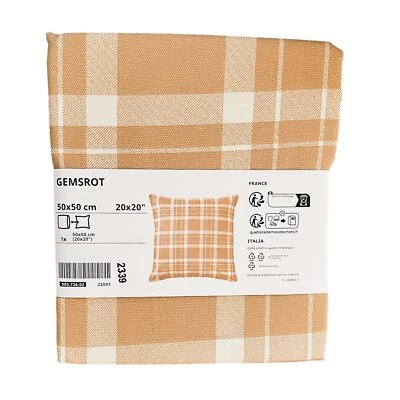 IKEA GEMSROT  Dark Beige Checked Pillow Cover  20x20 " - Image 1 of 2