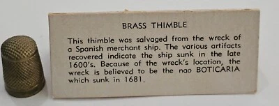 Auténtico Naufragio Mercante Español 1681 NAO BOTICARIA Dedal Latón Antigüedades Foto 1 de 3