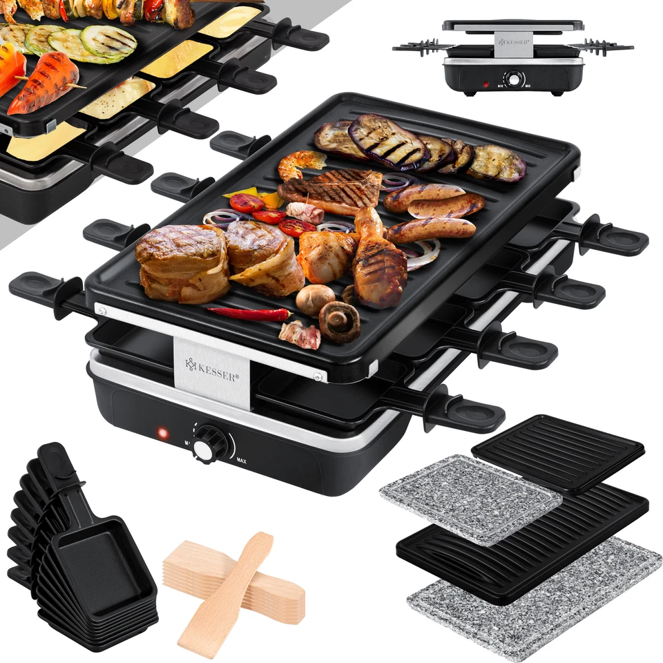 KESSER® Raclette Tischgrill Grill 8 Personen 1200 Watt Raclettegrill Partygrill - Bild 1 von 1