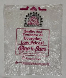 Shop n Save St Louis MO Grocery Store Produce Bag Clear Plastic Collectible - Picture 1 of 4