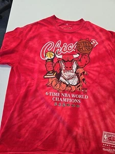 Chicago Bulls Mitchell & Ness Mens XL Shirt 6-Time NBA World Champions Tie Dye - Picture 1 of 5