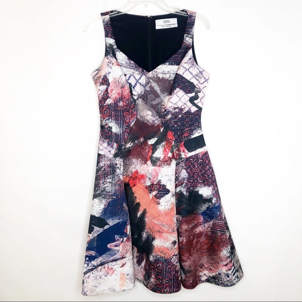 Prabal Gurung | Vestido multicolor abstracto ajustado y acampanado 6 Foto 1 de 4