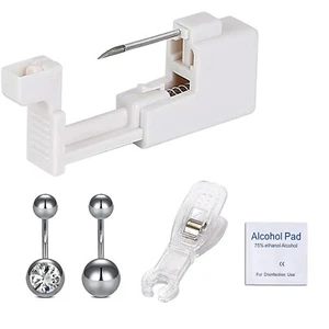 5 Stück Profi Körperpiercing Set | Edelstahl Bauchnabelpiercing Pistole - Bild 1 von 7