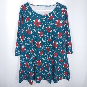 Nuevo con etiquetas Vestido Columpio City Streets Navidad Poinsettia Súper Cómodo Suave Talla XL - Imagen 1 de 9