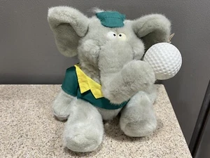 Russ Berrie "Duffer" Elefant Plüsch Golf 11 Zoll mit Etikett seltenes Stofftier EUC - Bild 1 von 10