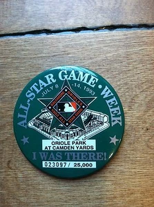 1993 ALL-STAR GAME PIN CAMDEN YARDS VINTAGE SELTEN ALLE NUMMERIERT BIS 25.000 3" MENGE - Bild 1 von 2