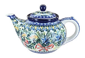 Blue Rose Polish Pottery Day Lily Bouquet Medium Teapot - Picture 1 of 1