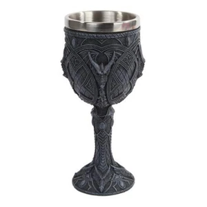 Guardian Dragon Wine Goblet Chalice Resin Body Stainless Steel Cup 6.75 Inch - Picture 1 of 1