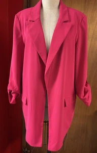 Hot Pink Philosophy Blazer Jacket Tag On Shoulder Pad Sz XL Loose Fit - Picture 1 of 12