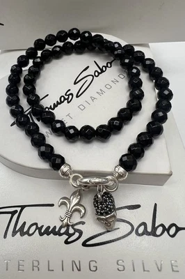 Thomas Sabo Rebel At Heart Perlenkette & Lilie & Skull Charm Anhänger Totenkopf - Bild 1 von 4