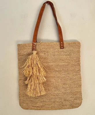 Mar Y Sol 'Carolina' Tan Woven Raffia Leather Handle Bag Size OS - Image 1 of 4