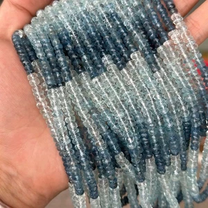 Cuentas de disco rondelle aguamarina natural transparente degradado facetado de alta calidad - Imagen 1 de 8
