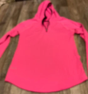 Nike Pro Girls Youth Hoodie Size XL Pink Fleece 1/4 Zip Running Thumbholes - Picture 1 of 9