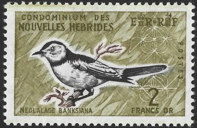 New Hebrides French 1963-72 2f Black, Brown-Purple & Yellow-Olive  SG.F122 Mint - Image 1 of 2