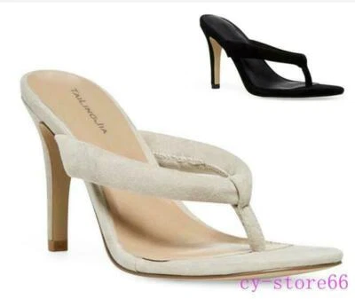 Mujeres Gamuza Clip Puntera Zapatillas Tacón de Aguja Zapatos Sandalias Mulas Sexy Moda Foto 1 de 4