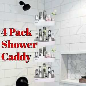 [4 Pack] Corner Shower Caddy, Wall Mounted Removable Bathroom Basket Organizer