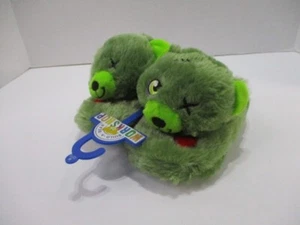 Zombie Slippers Boys Medium 12-13 Boys Green Build Bear Halloween Slip On New - Picture 1 of 10