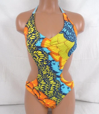 Monokini mariposa azul, naranja y amarillo Sauvage artículo pequeño 59L Foto 1 de 3
