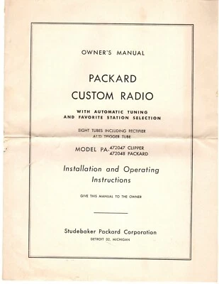 Radio manual Packard original 1955/1956 PA-472047 Clipper y PA-472048 Packard Foto 1 de 2