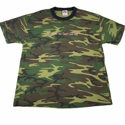 Camiseta De Colección Y2k Ha Now You Cant See Me Cita Humor Camuflaje XL Años 90 00 Foto 1 de 4