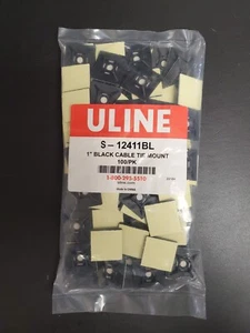 ULINE S-12411BL 1" BLACK CABLE TIE MOUNT 100 PK - Picture 1 of 1
