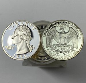1995 S SILVER PROOF WASHINGTON QUARTER FULL ROLL $10 FACE VALUE